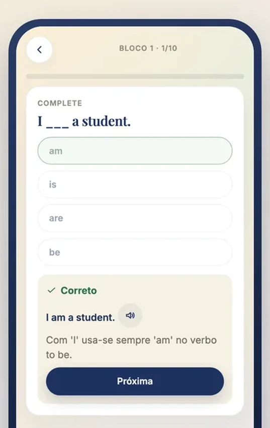 Exercícios no app