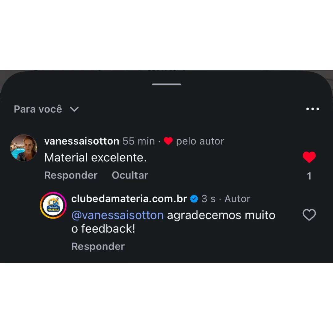 Cliente comenta que o material é excelente