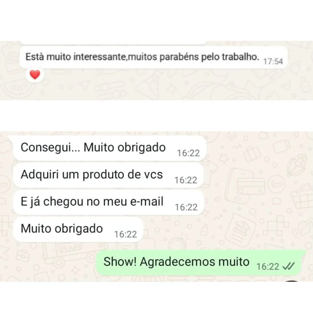 Cliente parabeniza o trabalho e confirma que o material chegou no e-mail